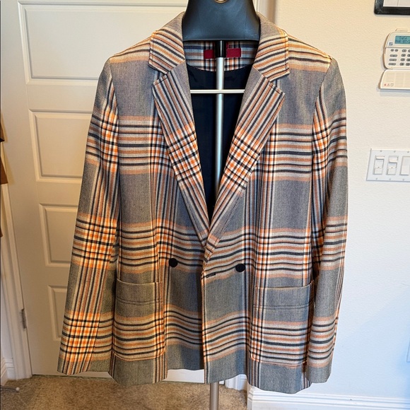 Hugo Boss Jackets & Blazers - Hugo Boss Plaid Blazer in Gray and Orange